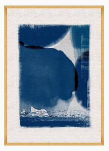 Abstract Print | Indigo 2 Printed on Linen with Gold Frame