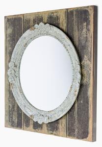 Small Circular Mirror in Distressed Wooden Frame by Dialma Brown