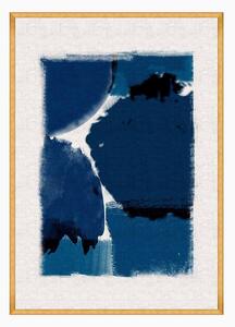 Abstract Print Indigo 1 | Printed on Linen with Gold Frame
