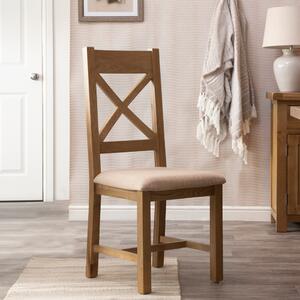 Winchester Oak Cross Back Chair With Fabric Seat