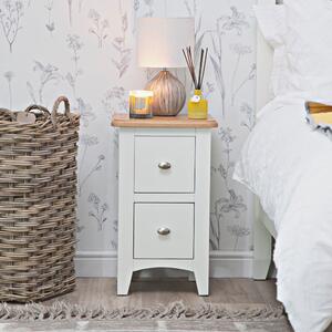 Gloucester White Painted Slim 2 Drawer Bedside Table