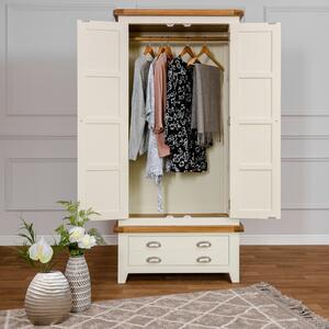 Hampshire Ivory Painted Oak 2 Door Wardrobe with Drawer