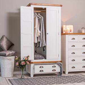 Hampshire White Painted Oak 2 Door Wardrobe with Drawer