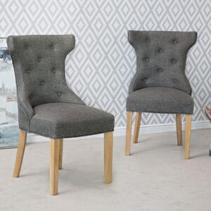 Tollesbury Dark Grey Winged Button Back Dining Chair With Metal Ring