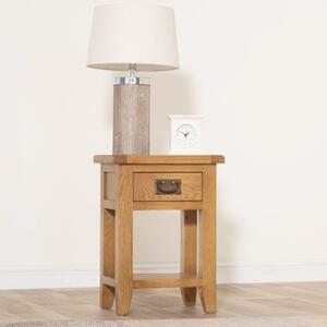 Rustic Oak 1 Drawer Small Lamp Table