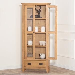 Rustic Oak Glass Display Cabinet