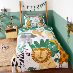 Animal Safari Duvet Cover and Pillowcase Set MultiColoured