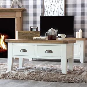 Hampshire White Painted Oak Coffee Table With Drawers