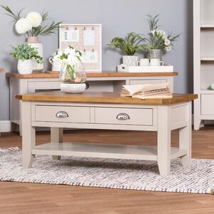 Chester Stone Painted Oak Coffee Table With Drawers