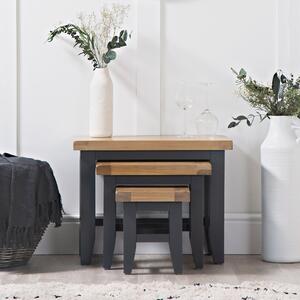 Suffolk Midnight Grey Painted Oak Nest Of 3 Tables