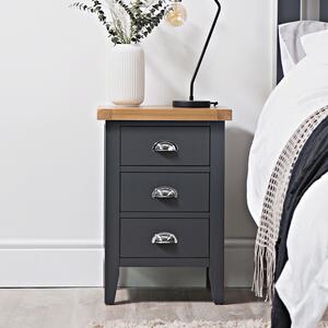 Suffolk Midnight Grey Painted Oak Large Bedside Table
