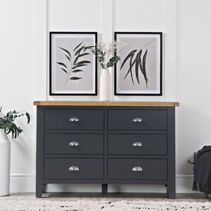 Suffolk Midnight Grey Painted Oak Chest of 6 Drawers