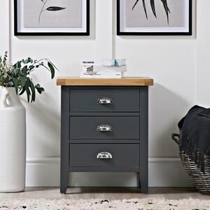 Suffolk Midnight Grey Painted Oak Extra Large Bedside Table