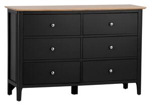 Bergen Black Painted Oak Chest of 6 Drawers