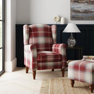 Oswald Self Assembly Red Check Armchair Red