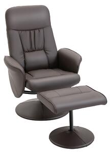 HOMCOM Executive Recliner Chair High Back and Footstool Armchair Lounge Seat Brown