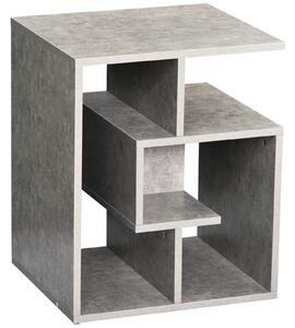 HOMCOM Side Table, 3 Tier End Table with Open Storage Shelves, Living Room Coffee Table Organiser Unit, Cement Colour