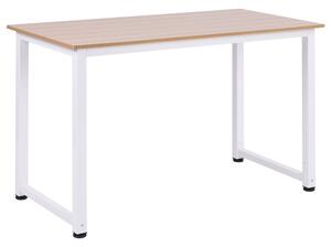 HOMCOM Computer Desk PC Writing Table Home Office Workstation Adjustable Feet Stable Work Study w/ Metal Frame Oak White