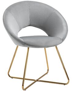 HOMCOM Modern Accent Chairs Velvet Upholstered Armchair with Gold Legs for Living room Bedroom Dinning Room Grey