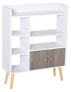 HOMCOM Multi-Shelf Modern Bookcase Freestanding Storage w/ Cabinet 6 Shelves Wood Legs Home Office Display Furniture Stylish White