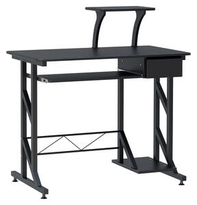 HOMCOM Computer Desk with Sliding Keyboard Tray Drawer and Host Box Shelf Home Office Workstation (Black)