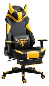 Vinsetto High-Back Gaming Chair Swivel Home Office Computer Racing Gamer Desk Chair Faux Leather with Footrest, Wheels, Black Yellow