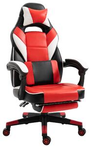 Vinsetto Cool & Stylish Gaming Chair Ergonomic Recliner w/ Thick Padding Footrest Neck & Back Pillow 5 Wheels Racing Swivel Height Adjustable Red