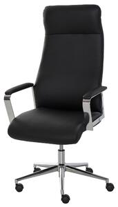 Vinsetto Executive Office Chair Faux Leather High-Back Rocker Swivel Computer Desk Chair with Arm, Wheels, Steel Base, Black