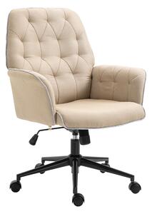 Vinsetto Linen Office Swivel Chair Mid Back Computer Desk Chair with Adjustable Seat, Arm - Beige