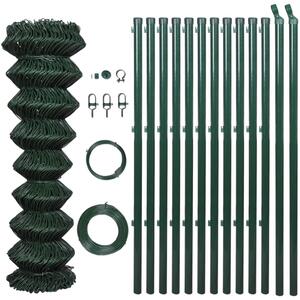 Chain Link Fence with Posts Steel 1x25 m Green