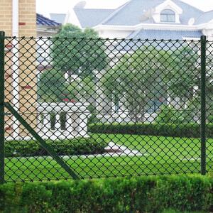 Chain Link Fence with Posts Steel 1x25 m Green