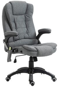 Vinsetto Ergonomic Office Chair 130° Recliner Massage Gaming Seven Point Heated Home Office Padded Linen Fabric & Swivel Base Grey