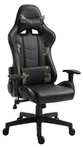 Vinsetto Gaming Office Chair w/ Massage Lumbar Support, Camouflage Panels, 5 Wheels, Adjustable Arms Height, High Back Racing Gamer Recliner, Green