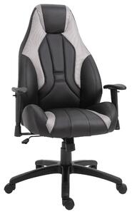 Vinsetto High Back Executive Office Chair Mesh & Fuax Leather Gaming Gamer Chair with Swivel Wheels, Adjustable Height and Armrest, Grey