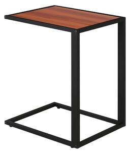 HOMCOM C-Shaped Side Table, Sofa End Table with Metal Frame, Accent Couch Table for Living room, Bedroom, Walnut and Black