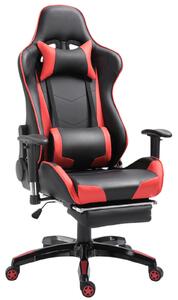 HOMCOM Gaming Chair High Back Swivel Home Office Computer Racing Gamer Desk Chair Faux Leather with Footrest, Wheels, Black Red