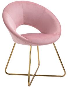 HOMCOM Modern Accent Chairs Velvet Upholstered Armchair with Gold Legs for Living room Bedroom Dinning Room Pink