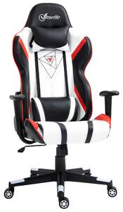 Vinsetto High Back Gaming Chair with Headrest, Arm, Lumbar Support, Swivel Home Office PU Leather Recliner Racing Gamer Desk Chair, Black White Red