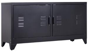 HOMCOM Steel Industrial TV Stand, Media Centre with Shelf Doors, Storage System for DVD Recorder - Black