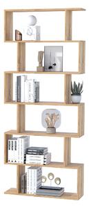 HOMCOM Wooden Wood S Shape Storage Display 6 Shelves Room Divider Unit Chest Bookshelf Bookcase Cupboard Cabinet Home Office Furniture (Oak)