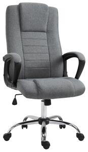 Vinsetto High Back Swivel Office Chair: Adjustable Height with Tilt Function, Linen Upholstery, Deep Grey