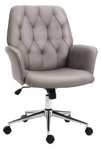Vinsetto Micro Fiber Office Swivel Chair Mid Back Computer Desk Chair with Adjustable Seat, Arm - Light Grey
