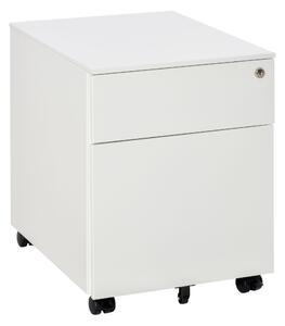 Vinsetto Vertical File Cabinet Steel Lockable with Pencil Tray and Casters Home Filing Furniture for A4, Letters and Legal-sized Files, White