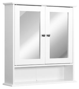 Kleankin Wall-mounted Bathroom Cabinet Mirror Door, 56L x 13W x 58Hcm-White