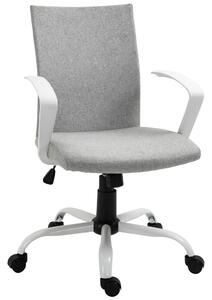 Vinsetto Office Chair Linen Swivel Computer Desk Chair Home Study Task Chair with Wheels, Arm, Light Grey