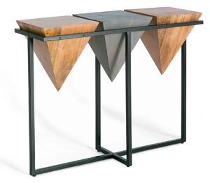 Freya Pyramid Console Table | Acacia & Grey | Pyramid Shaped End Table | Roseland Furniture