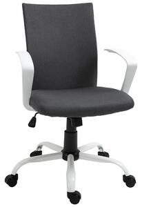 Vinsetto Office Chair Linen Swivel Computer Desk Chair Home Study Task Chair with Wheels, Arm, Charcoal Grey