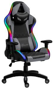 Vinsetto Racing Gaming Chair with RGB LED Light, Lumbar Support, Swivel Home Office Computer Recliner High Back Gamer Desk Chair, Black Grey