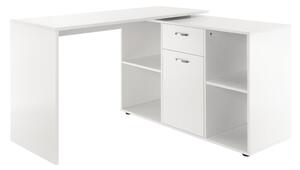 HOMCOM Modern L-Shaped Computer Desk, Laptop PC Corner Table, Home Office Workstation with Spacious Storage, White