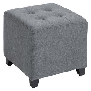 HOMCOM Vintage Ottoman Linen-Touch Fabric Upholstered Footstool Footrest Coffee Table, Grey